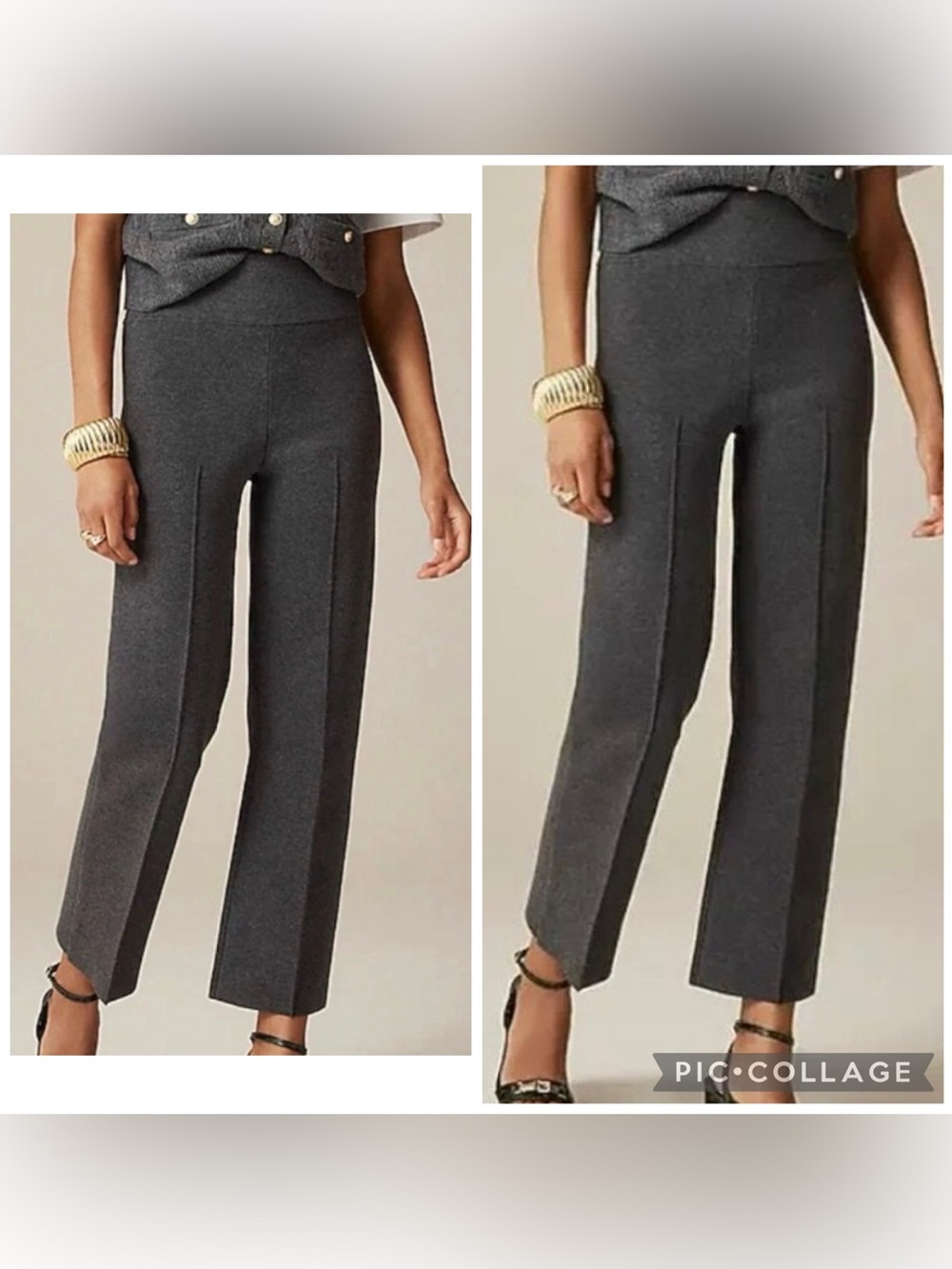 J CREW Women’s Gray DELANEY SWEATER PANTS Stretch Knit Front Crease Size Medium.